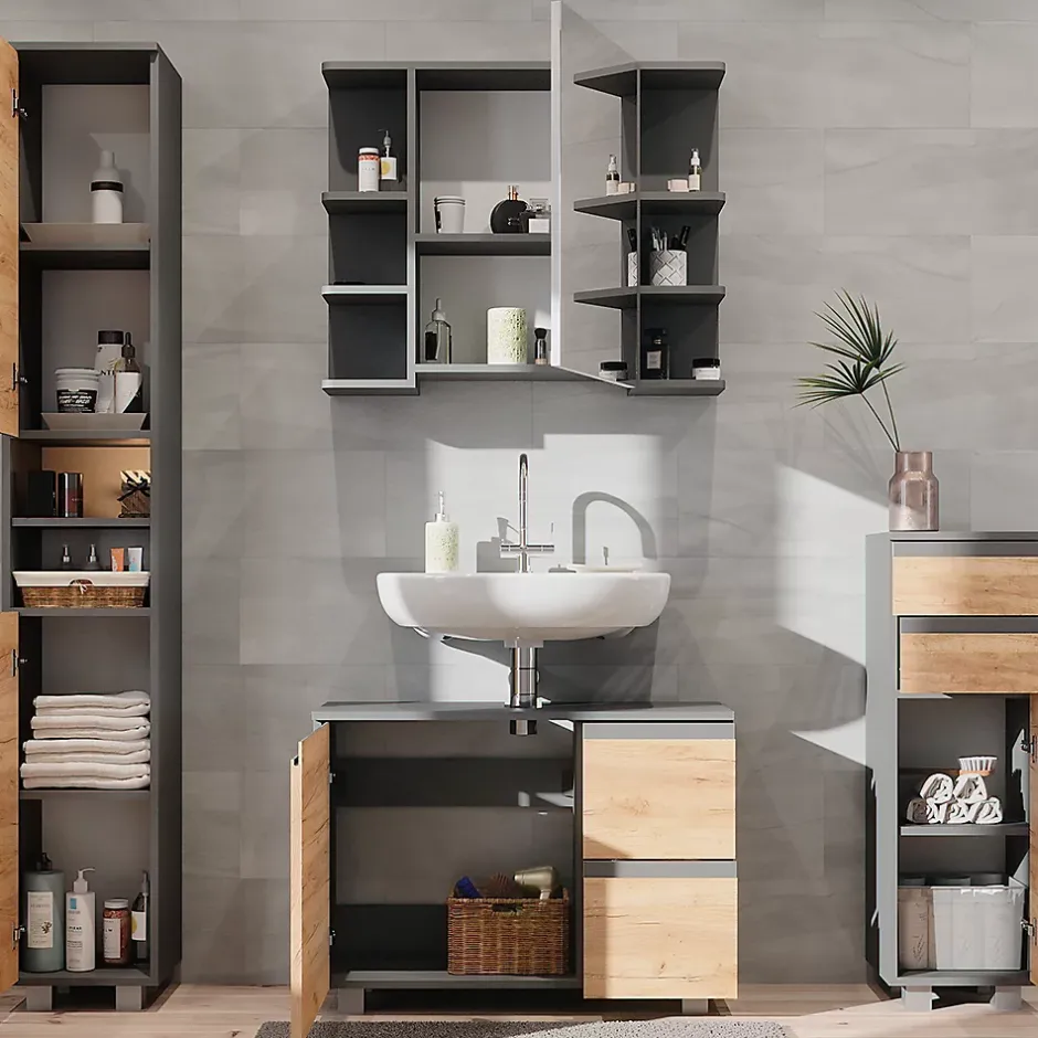 Vicco Ensemble de meubles de salle de bain Gris 4 parties