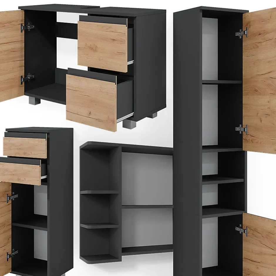 Vicco Ensemble de meubles de salle de bain Gris 4 parties