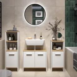 Vicco Ensemble de meubles de salle de bains Chêne blanc/force de lor 3 pièces* Ensemble Meuble De Salle De Bains