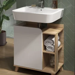 Vicco Ensemble de meubles de salle de bain Sonoma/blanc 2 parties