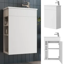 Vicco Ensemble de meubles de salle de bain Blanc 2 parties, avec lavabo* Lave-Mains