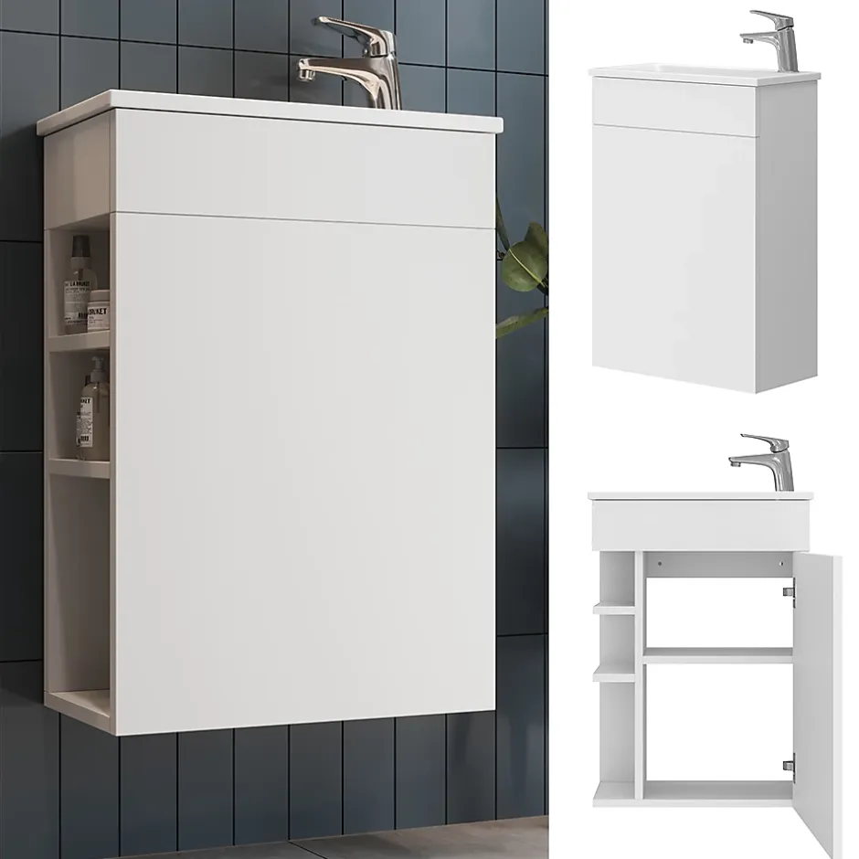 Vicco Ensemble de meubles de salle de bain Blanc 2 parties, avec lavabo* Lave-Mains