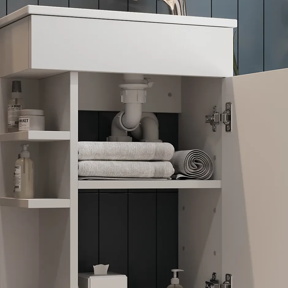 Vicco Ensemble de meubles de salle de bain Blanc 2 parties, avec lavabo* Lave-Mains