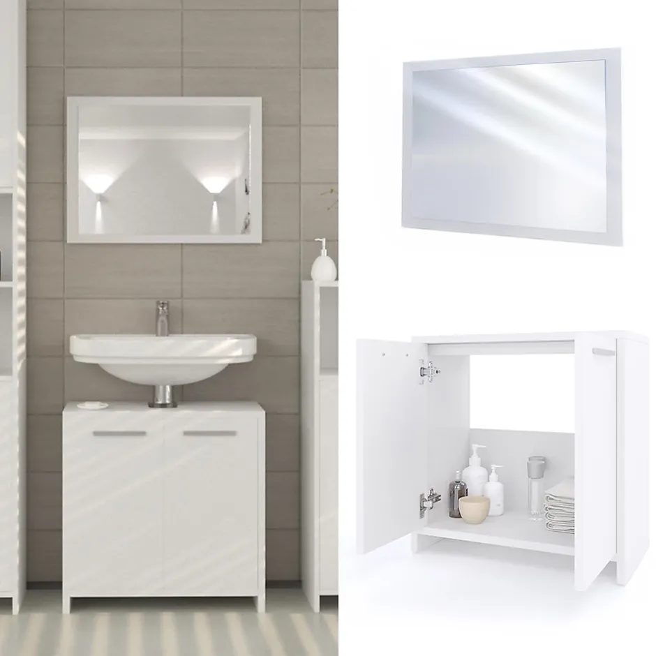 Vicco Ensemble de meubles de salle de bain Blanc 2 parties* Ensemble Meuble De Salle De Bains