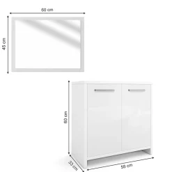 Vicco Ensemble de meubles de salle de bain Blanc Haute brillance 2 parties