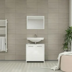 Vicco Ensemble de meubles de salle de bain Blanc Haute brillance 2 parties