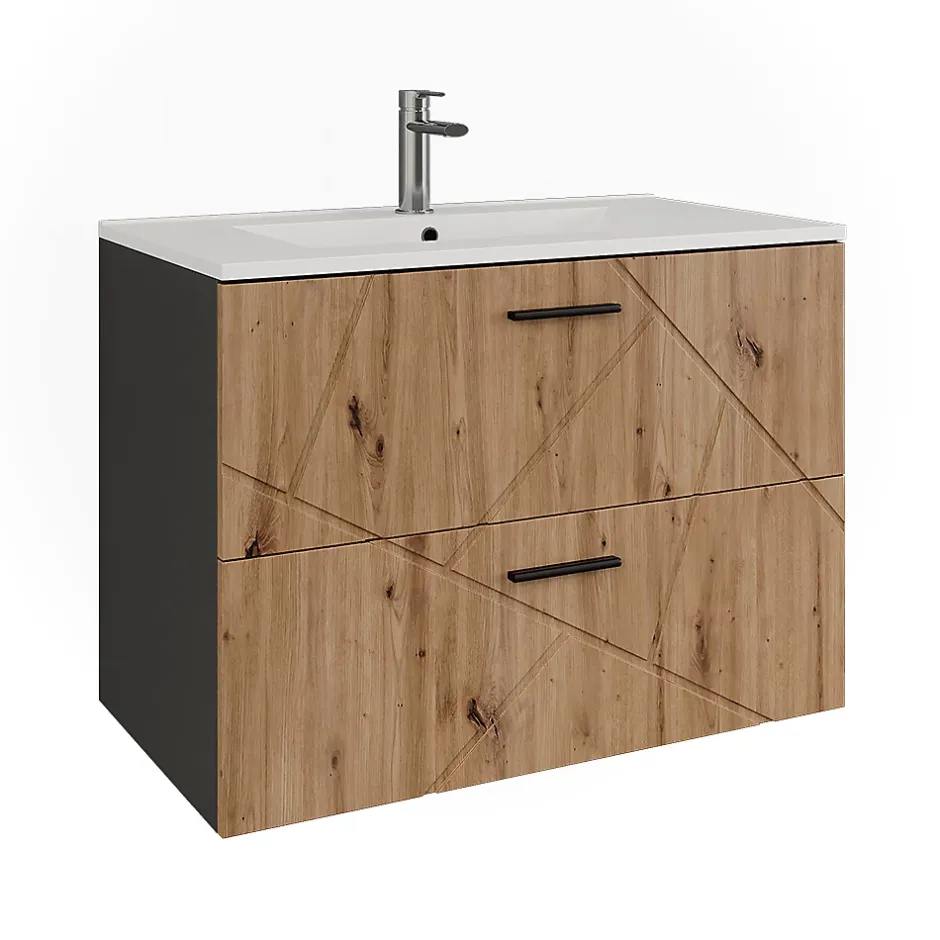 Vicco Ensemble de meubles de salle de bains Anthracite/Artisan 2 pièces