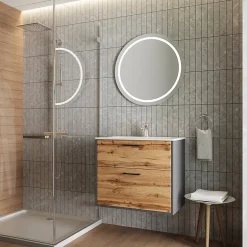 Vicco Ensemble de meubles de salle de bains Anthracite/chêne doré 61x61.5cm avec lavabo