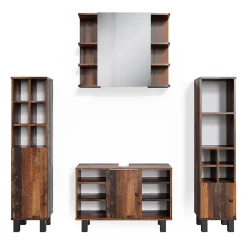 Vicco Ensemble de meubles de salle de bain Chêne rustique 4 pièces, avec armoire haute* Ensemble Meuble De Salle De Bains
