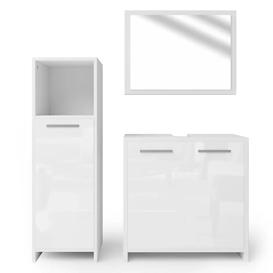 Vicco Ensemble de meubles de salle de bain Blanc Haute brillance 3 parties* Ensemble Meuble De Salle De Bains