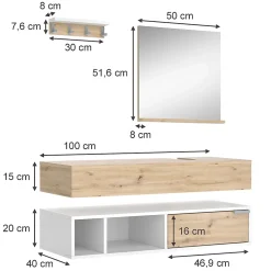 Vicco Ensemble de meubles de salle de bain Blanc 4 parties