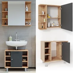 Vicco Ensemble de meubles de salle de bain Chêne 2 parties* Ensemble Meuble De Salle De Bains