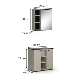 Vicco Ensemble de meubles de salle de bains Grège 2 pièces* Ensemble Meuble De Salle De Bains