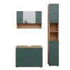 Vicco Ensemble meubles bain Vert/force de lor Chêne 3 pièces, avec armoire de toilette 80 cm