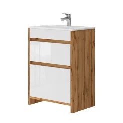 Vicco Ensemble meubles bain Chêne de force doré 2 pièces, meuble bas 60 cm