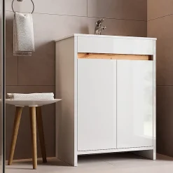 Vicco Ensemble meubles bain Blanc 2 pièces, armoire basse 60 cm* Lave-Mains
