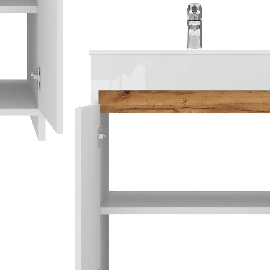 Vicco Ensemble meubles bain Blanc 2 pièces, armoire basse 60 cm* Lave-Mains
