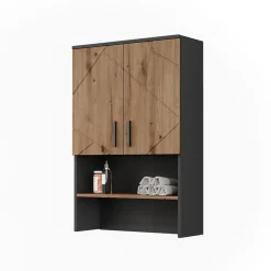 Vicco Meuble bain Anthracite/Artisan 68x103.5cm avec 2 portes* Meuble Wc