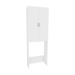 Vicco Meuble de machine à laver Blanc 64x190cm avec 2 portes longues* Meuble Wc