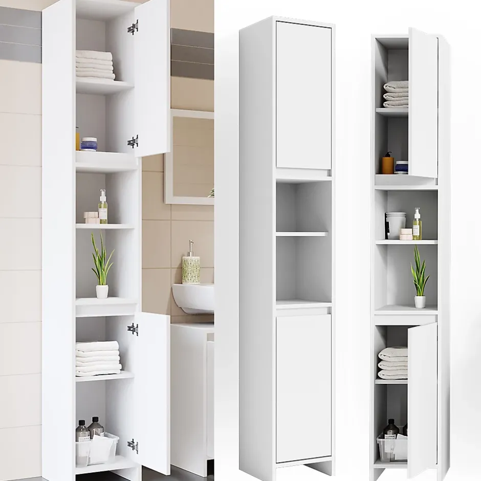 Vicco Meuble de rangement de salle de bain Blanc 30x190cm