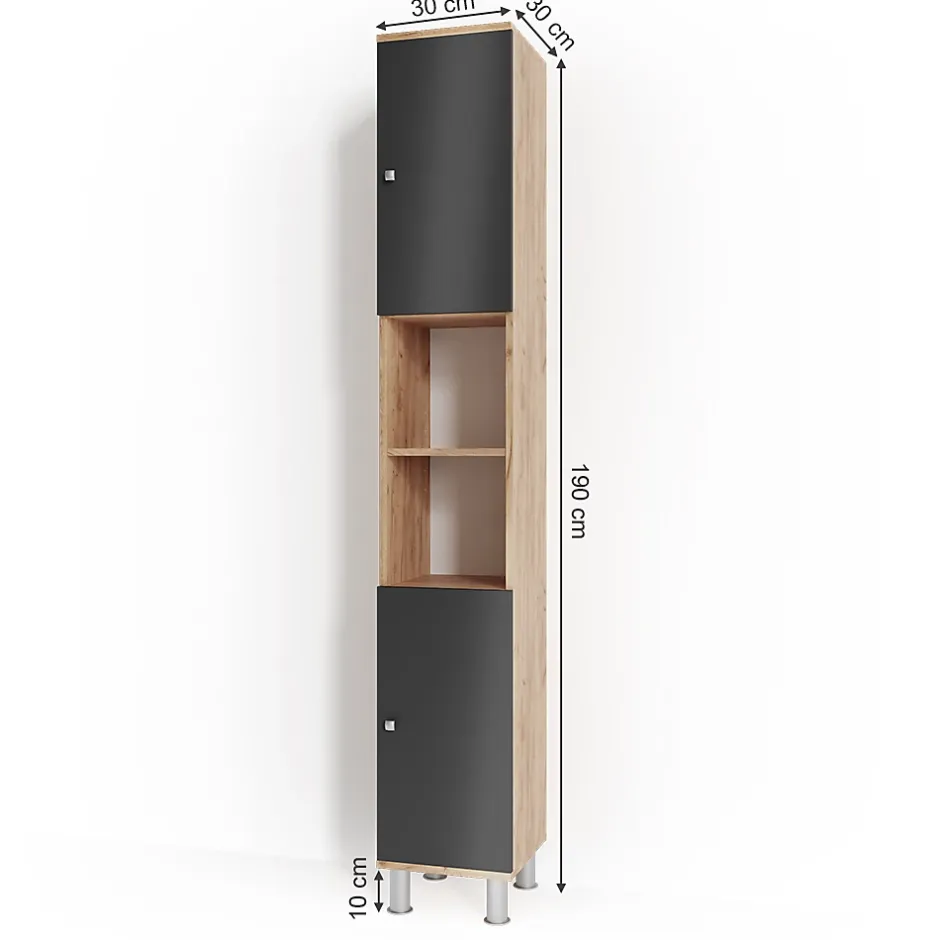 Vicco Meuble de rangement de salle de bain Chêne 30x190cm* Colonne De Salle De Bains