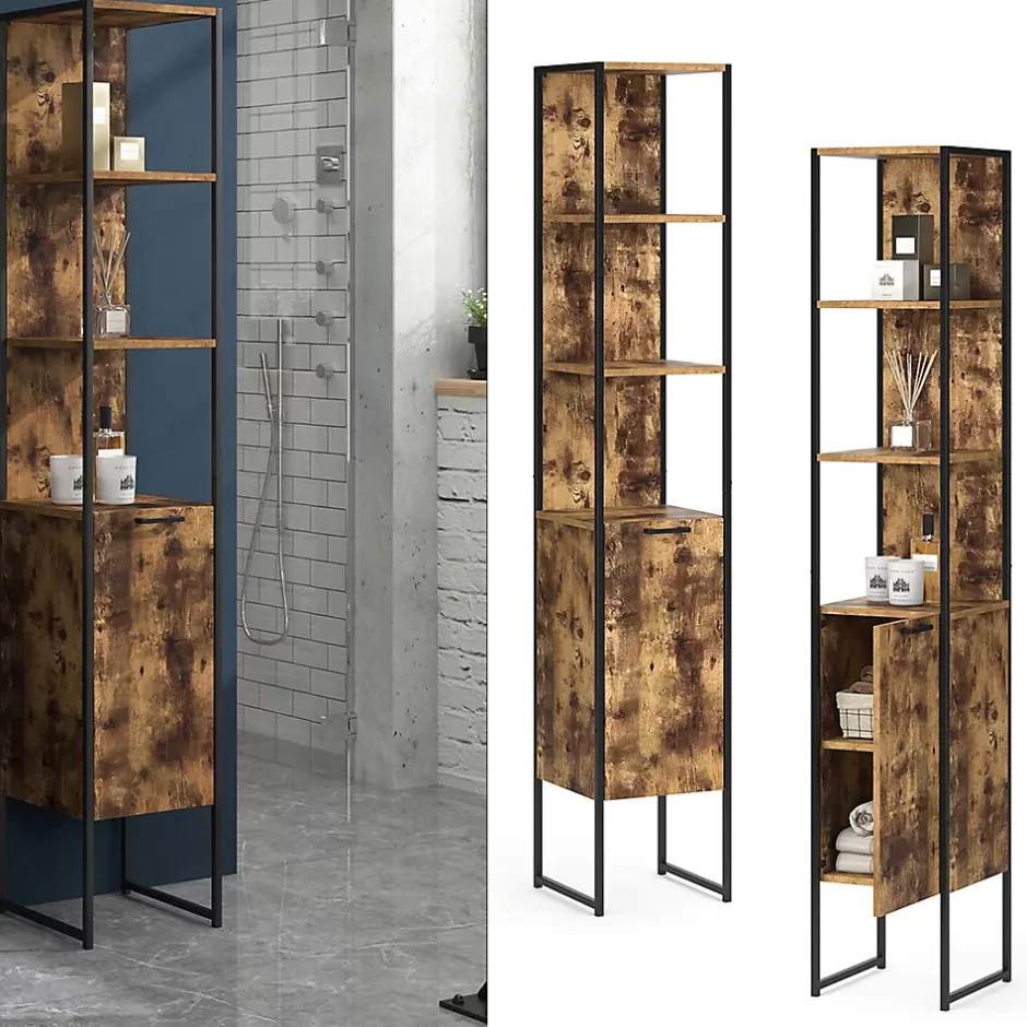 Vicco Meuble de rangement de salle de bain Bois antique 33x185cm* Colonne De Salle De Bains