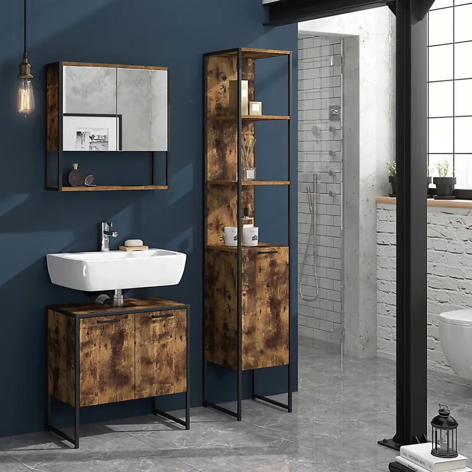 Vicco Meuble de rangement de salle de bain Bois antique 33x185cm* Colonne De Salle De Bains
