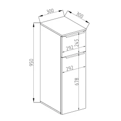 Vicco Meuble de rangement de salle de bain Blanc Haute brillance 30x95cm* Armoire De Salle De Bains