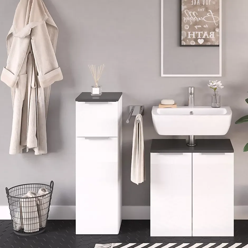 Vicco Meuble de rangement de salle de bain Blanc Haute brillance 30x95cm* Armoire De Salle De Bains