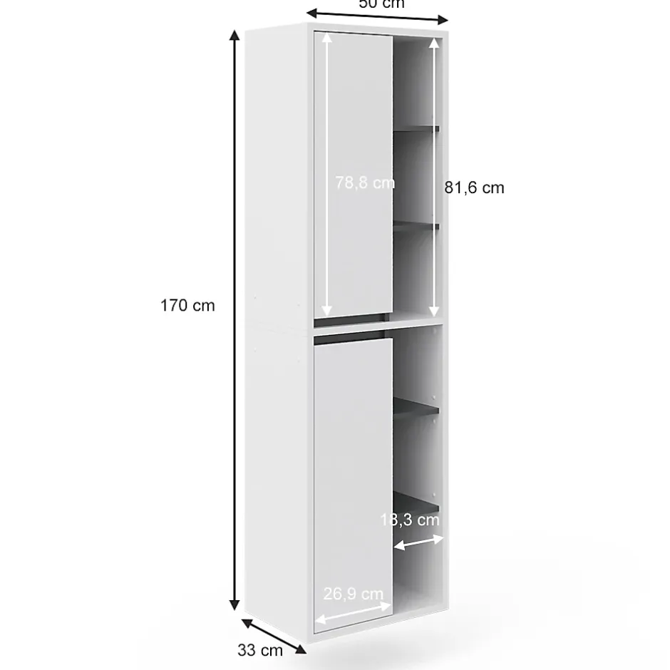Vicco Meuble de rangement de salle de bain Blanc 50x170cm* Colonne De Salle De Bains
