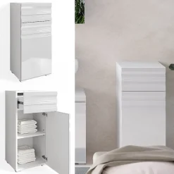 Vicco Meuble de rangement de salle de bain Blanc 36.4x79cm
