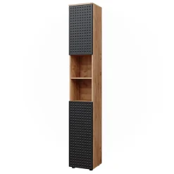 Vicco Meuble de rangement de salle de bain Anthracite à pois 30x192cm