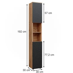 Vicco Meuble de rangement de salle de bain Anthracite à pois 30x192cm