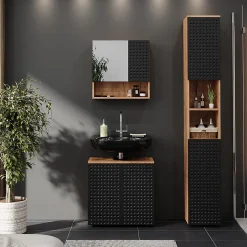 Vicco Meuble de rangement de salle de bain Anthracite à pois 30x192cm