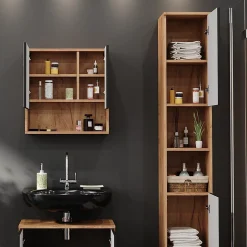 Vicco Meuble de rangement de salle de bain Anthracite à pois 30x192cm