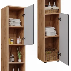 Vicco Meuble de rangement de salle de bain Anthracite à pois 30x192cm