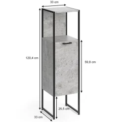 Vicco Meuble de rangement de salle de bain Béton 33x120.4cm