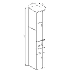 Vicco Meuble de rangement de salle de bain Blanc Haute brillance 30x190cm