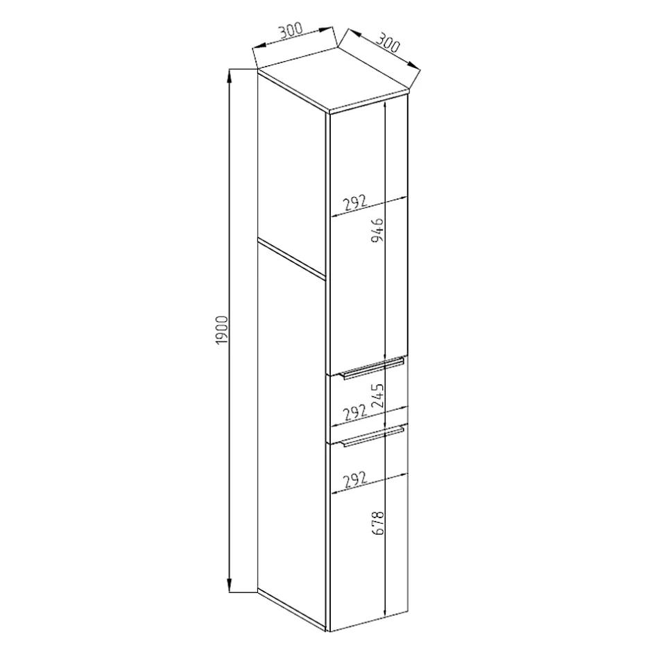 Vicco Meuble de rangement de salle de bain Blanc Haute brillance 30x190cm