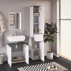 Vicco Meuble de rangement de salle de bain Blanc Haute brillance 30x190cm