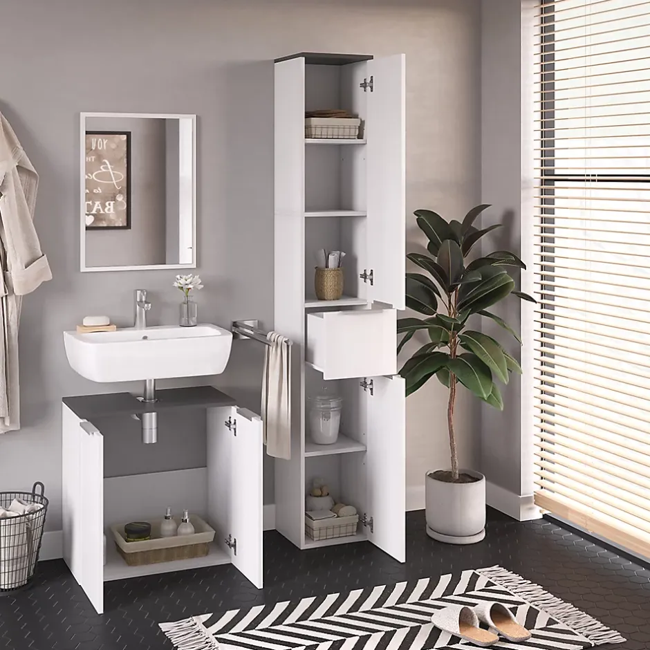 Vicco Meuble de rangement de salle de bain Blanc Haute brillance 30x190cm