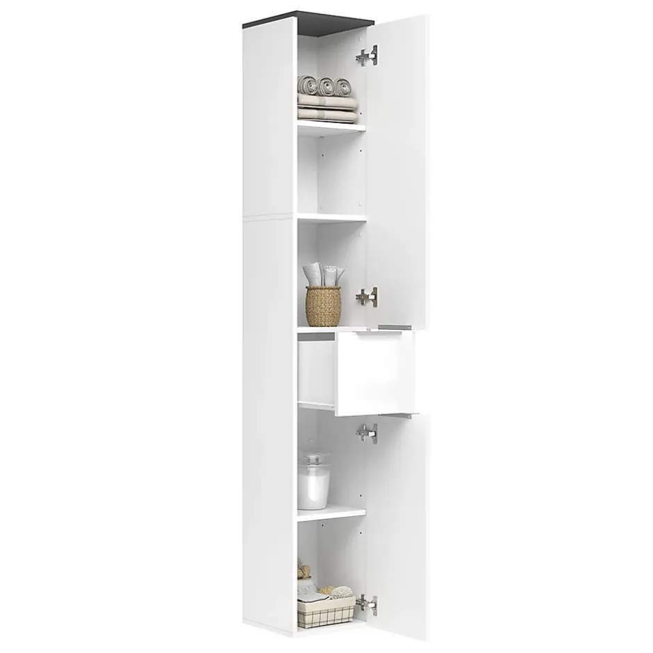 Vicco Meuble de rangement de salle de bain Blanc Haute brillance 30x190cm