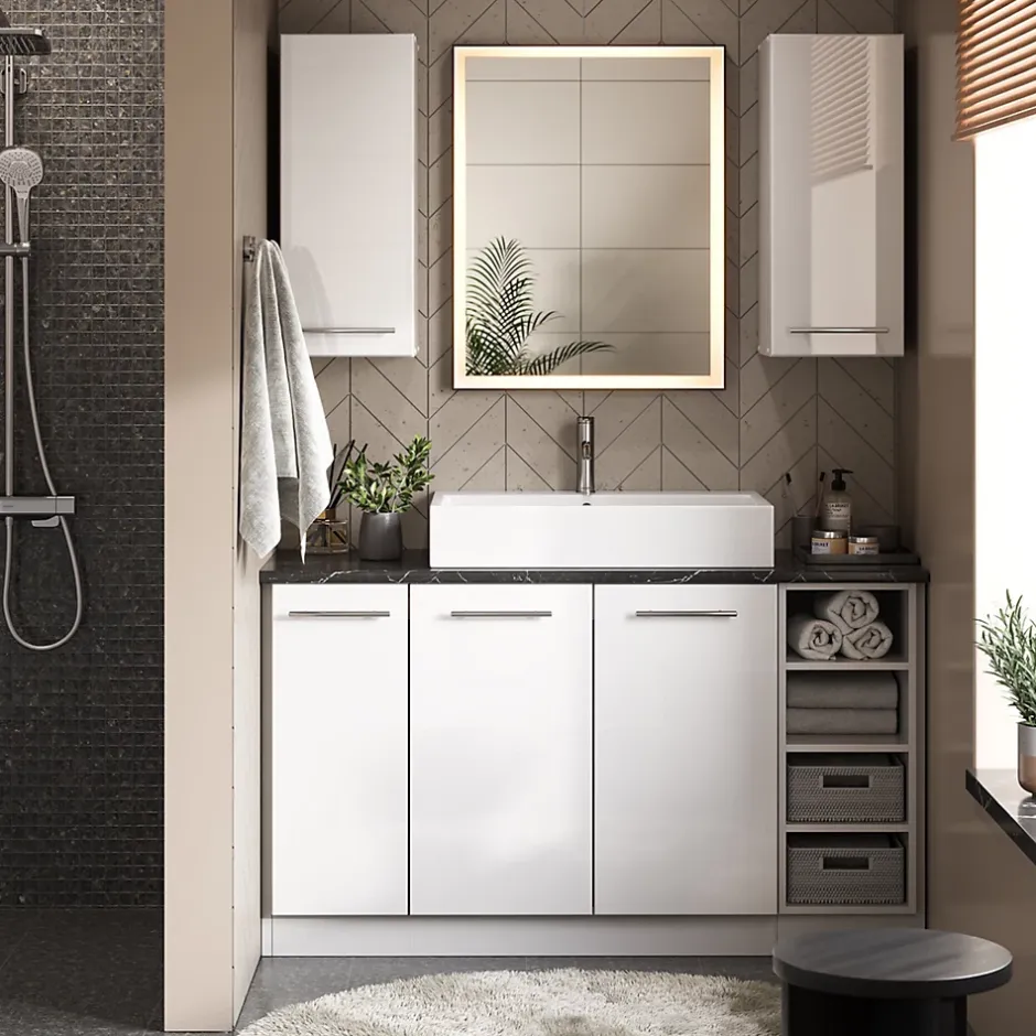Vicco Meuble de rangement de salle de bain Blanc 30x82cm sans PT