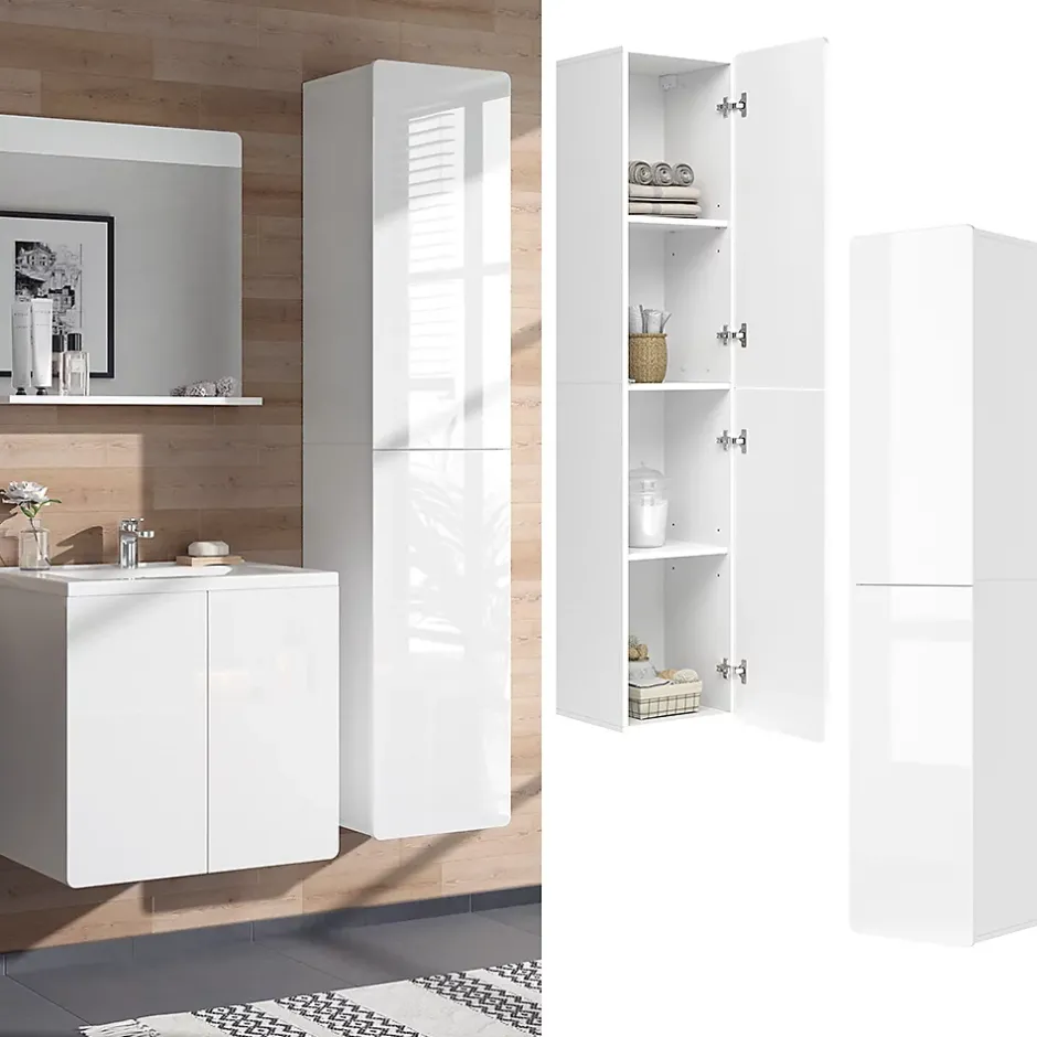Vicco Meuble de rangement de salle de bain Blanc 36.6x171.6cm
