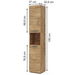Vicco Meuble de rangement de salle de bain Chêne Wotan 37x190cm* Colonne De Salle De Bains