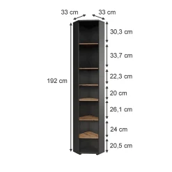 Vicco Meuble haut dangle Anthracite/Artisan 33x192cm 7 compartiments