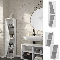 Vicco Meuble salle de bain Blanc 31.6x70.5cm avec 3 étagères