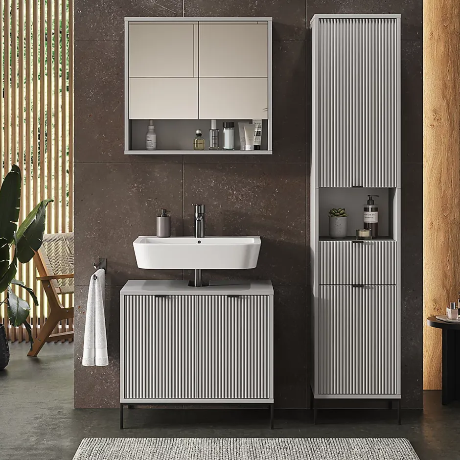 Vicco Meuble salle de bain Gris 40x190cm avec portes, et tiroir* Colonne De Salle De Bains