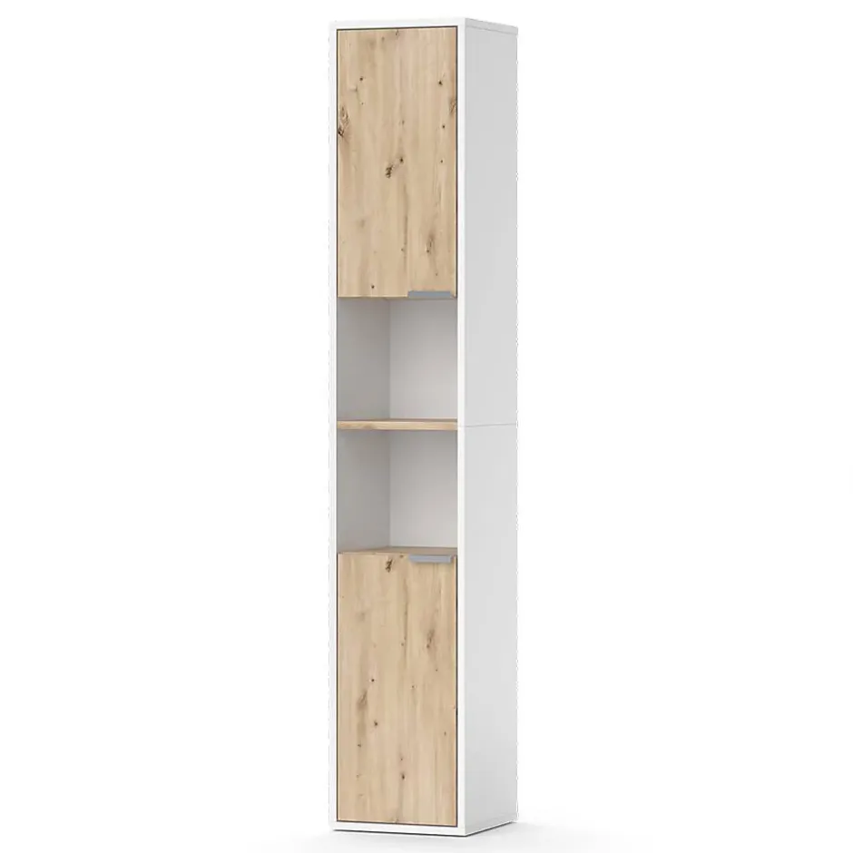 Vicco Meuble salle de bain Blanc 30x165cm avec portes, et compartiments ouverts* Colonne De Salle De Bains