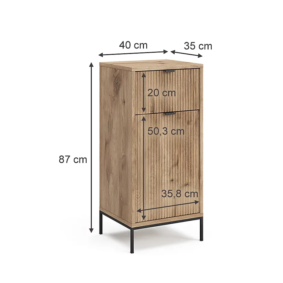 Vicco Meuble salle de bain Chêne Viking 40x87cm avec porte et tiroir* Armoire De Salle De Bains